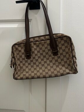 Gucci Beige and Brown GG Canvas Shoulder Bag